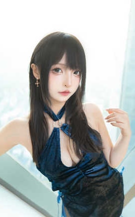 神楽板真冬 蓝衣旗袍_丽丝库