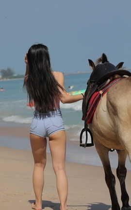 精选街拍作品 NO.0176 苏梅岛旅拍 盛夏 蓝色短牛仔 02 part1_丽丝库