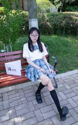 袜啵啵BoBoSocks NO.007 稚予-JK制服皮鞋黑色中筒棉袜肉丝_丽丝库