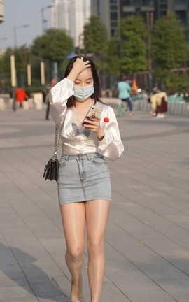 精选街拍作品 NO.1358 凯恩街拍作品 牛仔短裙肉丝美眉 part4_丽丝库