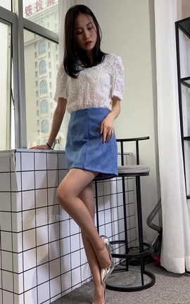 萌甜物语 XM138《蓝裙OL装-腿腿》[1080X1920][2分14秒]_丽丝库