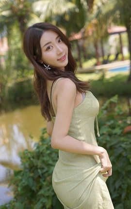 黑川-私房写真 绿色连衣裙_丽丝库