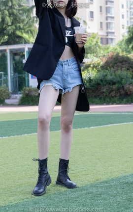 袜啵啵BoBoSocks NO.010 小甜豆-马丁靴白色短棉袜裸足_丽丝库