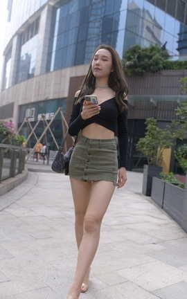 精选街拍作品 NO.0947 一始街拍作品 绿色短裙女孩 part8_丽丝库