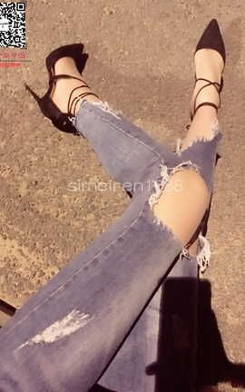 丝月神-2017.07.29细带牛仔裤肉路灯下夜拍_丽丝库