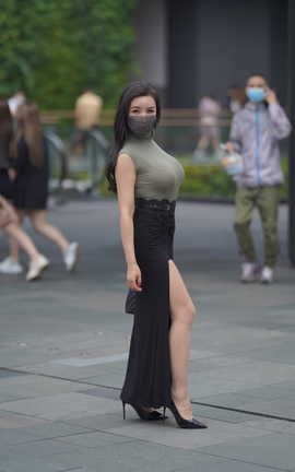 精选街拍作品 NO.1485 欣儿黑色长裙丝 part2_丽丝库