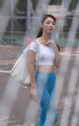 精选街拍作品 NO.1369 一只麋鹿摄影作品 蓝色瑜伽裤美女 part3_丽丝库