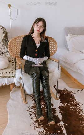 袜啵啵BoBoSocks NO.041 小甜豆-高跟长靴黑色踩脚裤肉丝_丽丝库