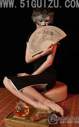 王朝贵足 No.070 可儿古典黑色旗袍清新古韵花茶系列A_丽丝库