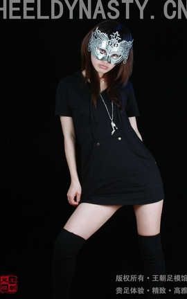 王朝贵足 No.316 宣萱长统黑棉袜银色面具冷调小魔女系列A_丽丝库