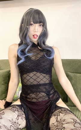 Money冷冷 网格旗袍_丽丝库