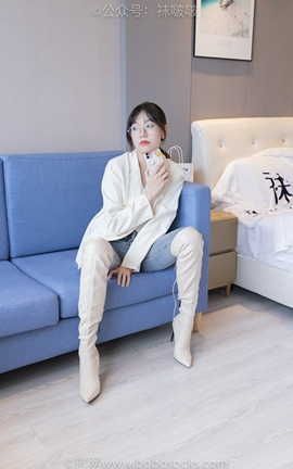 袜啵啵BoBoSocks NO.050 小甜豆-高跟长靴白棉袜_丽丝库