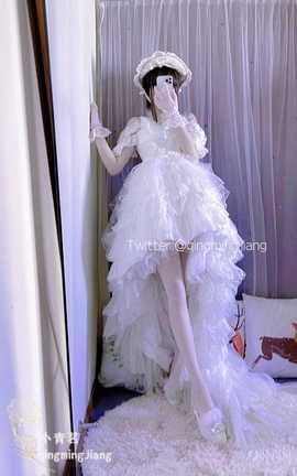 小青茗 白色婚纱&粉色兔子_丽丝库