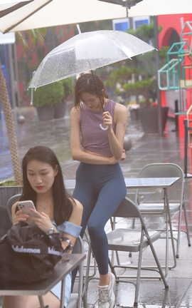 精选街拍作品 NO.1375 一只麋鹿摄影作品 蓝色瑜伽裤运动系高挑美女 part2_丽丝库