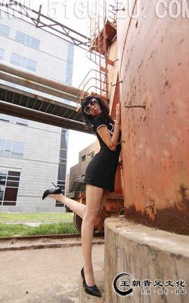 王朝贵足 No.423 雨蝶黑色紧身旗袍肉色亮丝工厂系列A_丽丝库