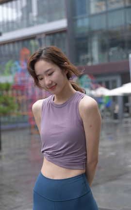 精选街拍作品 NO.1375 一只麋鹿摄影作品 蓝色瑜伽裤运动系高挑美女 part3_丽丝库