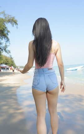 精选街拍作品 NO.0176 苏梅岛旅拍 盛夏 蓝色短牛仔 02 part4_丽丝库