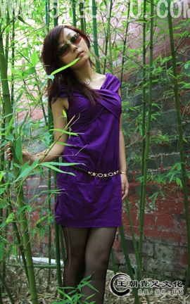 王朝贵足 No.092 杏子紫裙黑丝竹林古都古韵系列A